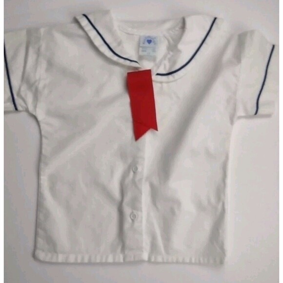 Hartstrings Boys Sailor Shirt 4T Red White & Blue Nautical 4th July 100% Cotton - Picture 1 of 8